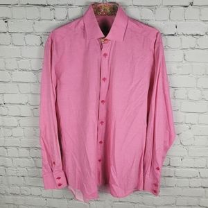 BERTIGO | Gael flip cuff floral & pink long sleeve button up dress shirt